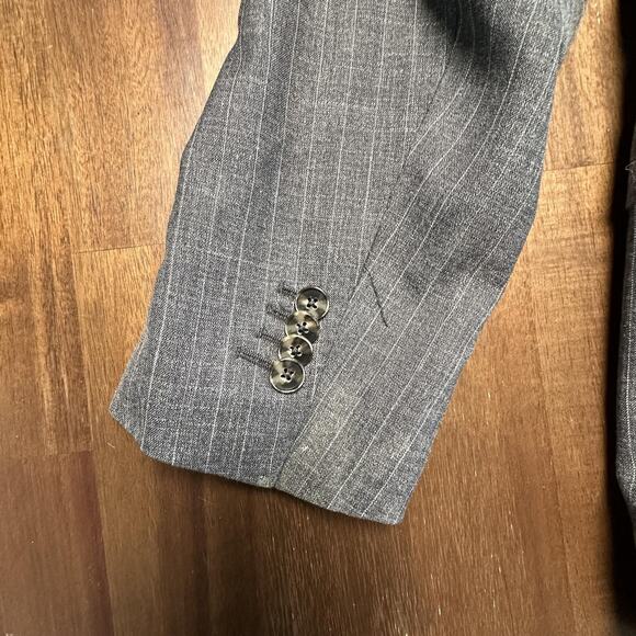 Beckett & Robb Blazer Mens 42R Gray Pinstripe Loro Piana Italian Wool Linen - Picture 16 of 16